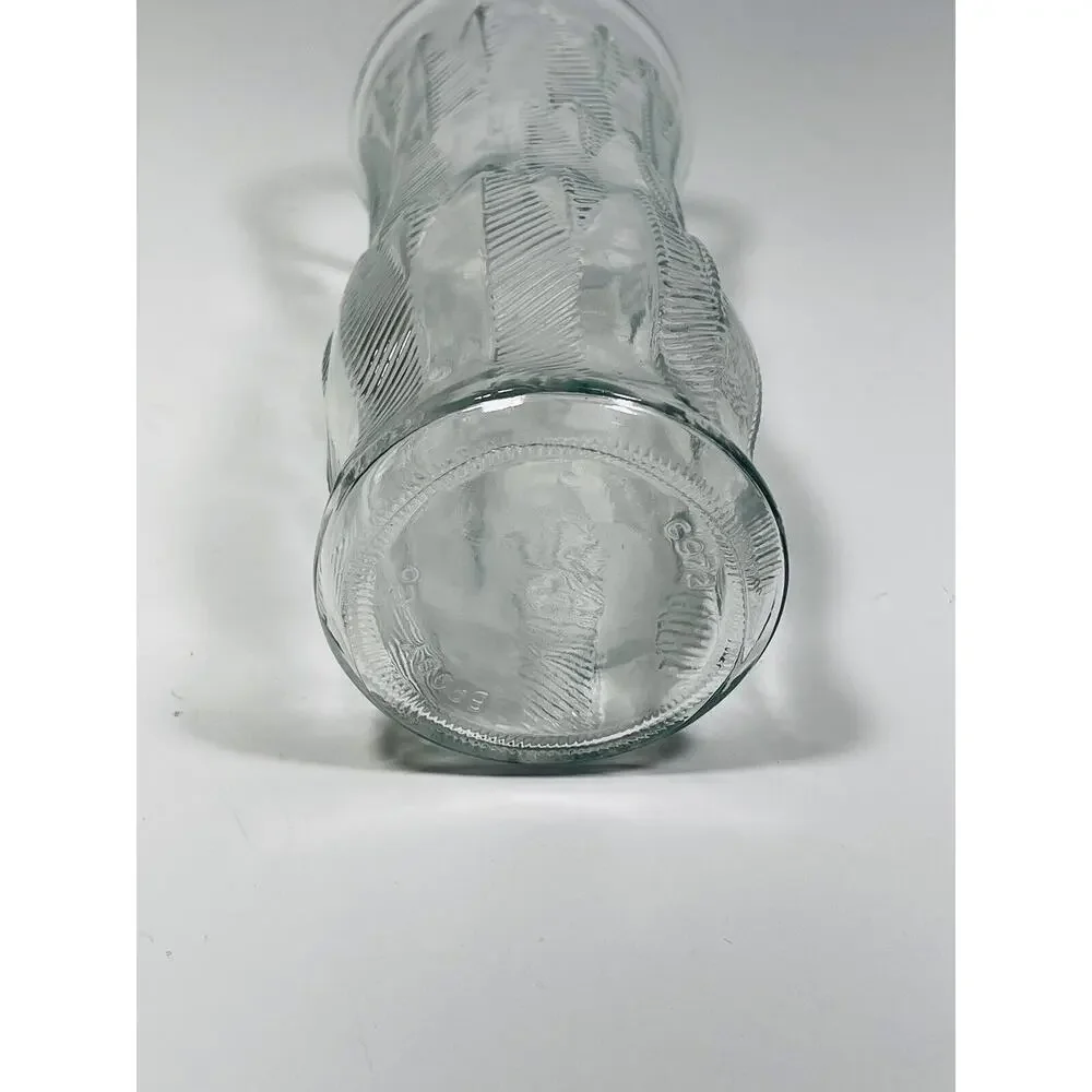 Vintage E O Brody Clear Glass Feather and Dart Pattern‎ Vase 8.5” Tall 1960’s